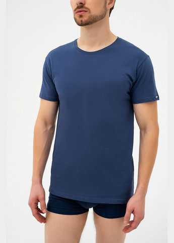 Синя футболка чоловіча new джинсовий 202 з коротким рукавом Cornette