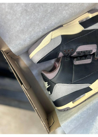 Рожеві Осінні кросівки чоловічі nike jordan 3 were sleeping black grey найк аір джордан No Brand