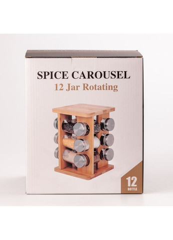 Набор для специй на деревянной подставке 12 предметов по 100 мл. Прозрачный. TS Kitchen (360455397)
