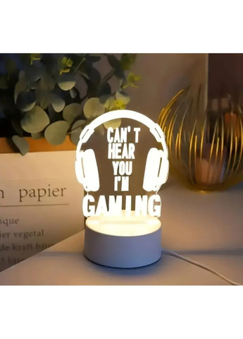 Настольный LED ночник "CAN'T HEAR YOU I'M GAMING" с подсветкой и USB-кабелем No Brand (355794614)