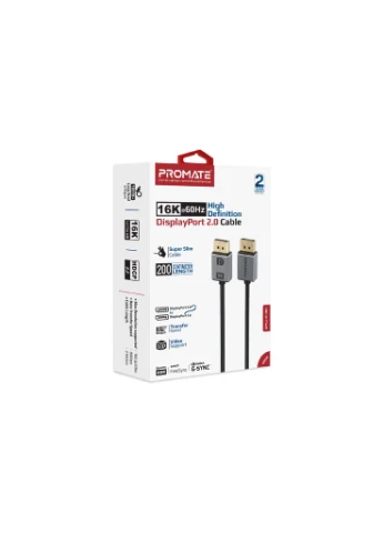 Кабель мультимедийный DisplayPort to DisplayPort v.2.0 dplink-16k.black (dplink-16k.black) Promate (382899142)