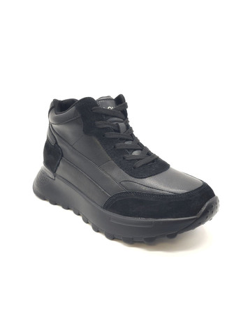 Черные всесезонные женские кроссовки черные кожаные l-11-45 23 см(р) Lonza