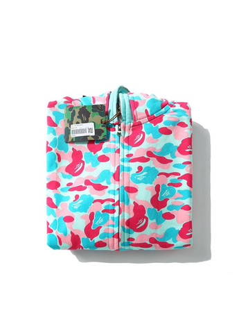 Худи бирюзовый Bape A Bathing Ape Miami Shark Blue Pink Camo Full Zip Hoodie Mens (356677665)