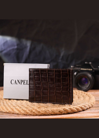Небольшой мужской портмоне из натуральной фактурной кожи 21522 Коричневый Canpellini (331911126)