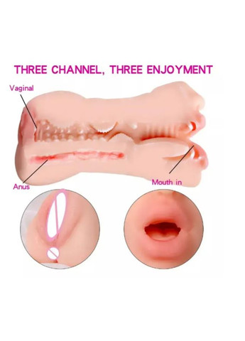 Реалістичний штучний маструбатор для чоловіків 3 в 1 рот, вагіна, анус Двосторонній 3D мастурбатор No Brand (322068888)