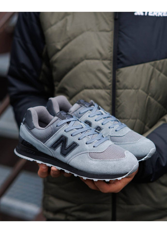 Серые всесезонные new balance 574 grey black white (копия) No Brand