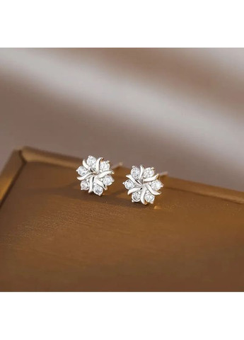 Серьги-гвоздики серебристые снежинка с белыми фианитами 1.5 см OrnatusDivinus457 Liresmina Jewelry (367831397)