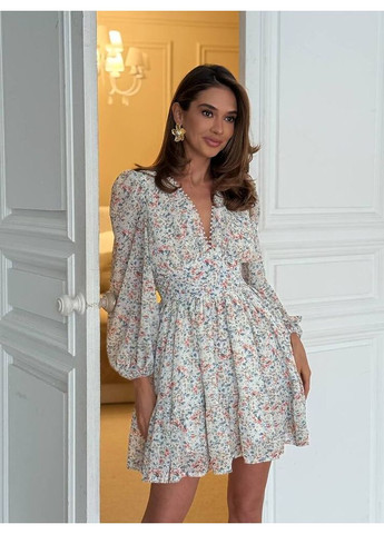 Молочна святковий жіноча сукня viola в дрібні квіти з пишною спідницею (mil394) milirud