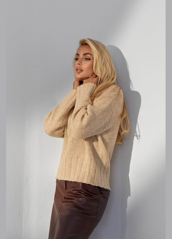 Жовтий зимовий жіночий теплий светр з вовняної пряжі (2784) Triko Bakh