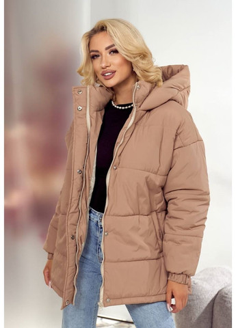 Бежевая зимняя куртка матовая плащевка "канада" No Brand