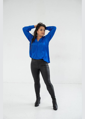 Синяя женская рубашка из шелка армани цвет электрик р.44/48 445855 New Trend