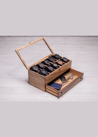 Коробочка для годинників зі скляною кришкою 10 з ящиком EcoWalnut (295266105)