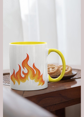 Чашка керамическая с принтом "Не делай Тети нервы" 330 мл, белая с желтой ручкой No Brand (324264343)