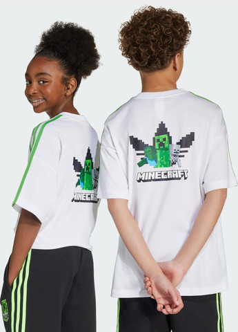 Белая демисезонная футболка x minecraft kids adidas