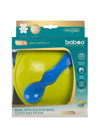 Мисочка с основой-присоской, крышкой и ложечкой, 6+ мес, желтый () Baboo 9-033 (335973757)