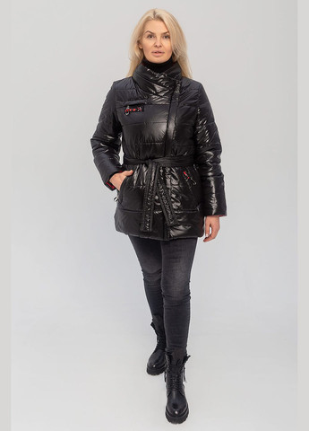 Чорна демісезонна куртка "мартіна" з поясом MioRichi