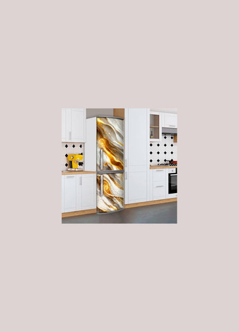 Наклейка на холодильник, текстура під мармур із золотом, 180х60 см Лицьова (В), з ламінуванням Декоинт (293175958)