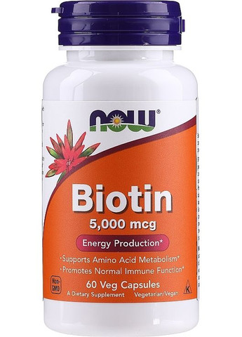 Дієтична добавка "Біотин 5000 мкг" - Now Biotin 5000 Mcg Energy Production 120шт (888903-133346) Now Foods (368621655)