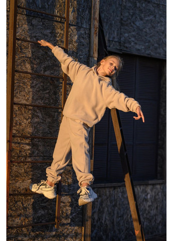 Бежевий флісовий костюм для дівчаток / підлітків No Brand