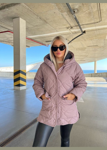 Пудровая демисезонная стильная куртка из плащёвки на утеплителе: силикон 200+подкладка, куртка на кнопках и с капюшоном в цвете:темная пудра No Brand 1039-1