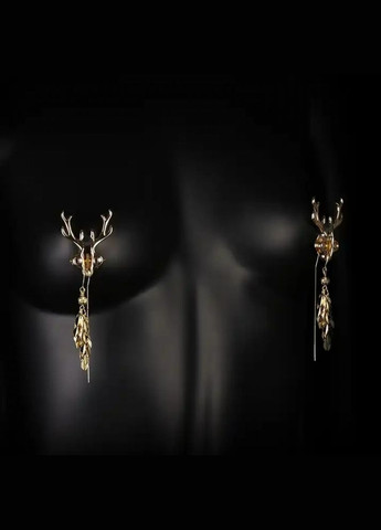 Зажимы для сосков в виде оленей Sevanda Stag Clamps, с подвесками, металлические, золотые CherryLove Lockink (293293813)