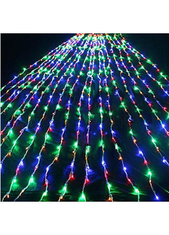 Гирлянда штора Водопад 3х3 м 320 LED (прозрачный шнур, с переходником) Цветной свет No Brand (331639662)