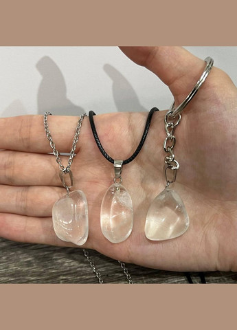 Подвеска с натуральным камнем Горный хрусталь - кулон природной формы на брелке в подарочной коробочке Овен (331291879)