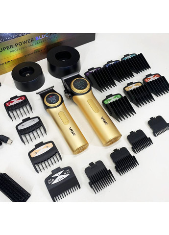 Набір 2 в 1 V-001 V-977 GOLD, акумуляторна машинка для стрижки та триммер. Колір: золотий VGR (364666067)