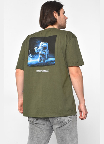 Хаки (оливковая) футболка мужская полубатальная цвета хаки Let's Shop