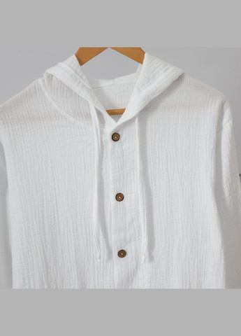 Чоловіча муслінова біла туніка з капюшоном Mrou No Brand (331143875)