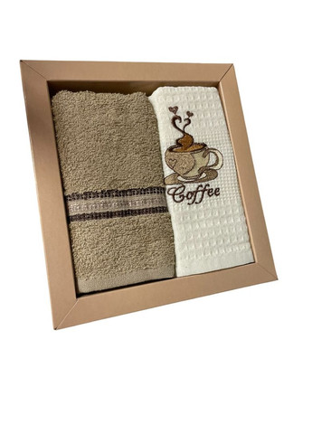 Набор 2 махрово-вафельных полотенца 40х60 см COFFEE разноцветный TC303375778 TURComFor комбинированный