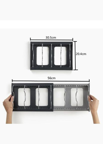 Полиця-органайзер для посуду та кришок Розсувний органайзер для кухні30.5-56х20.4х14.7 см No Brand (316087288)