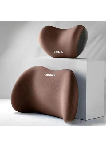 Набір подушок ортопедичних під шию і спину в машину, подушки на підголівник і спинку сидіння, коричневі No Brand (359459743)