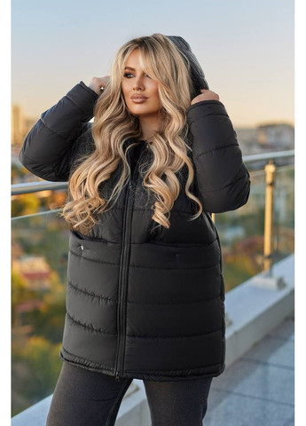 Чорна зимня куртка зимова тепла popluzhnaya