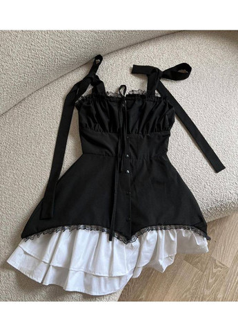 Чорно-білий жіноча сукня з мереживом No Brand