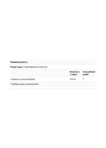 L-Tyrosine 500mg - 100 vcaps Solgar (392264274)