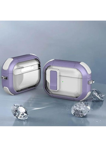 Футляр протиударний Locking Button для навушників Airpods Pro Light Purple No Brand (361077889)