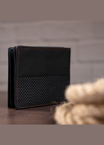Чоловічий шкіряний гаманець з мереживним тісненням та відділенням на блискавці чорний (sku_14452) No Brand (327820086)