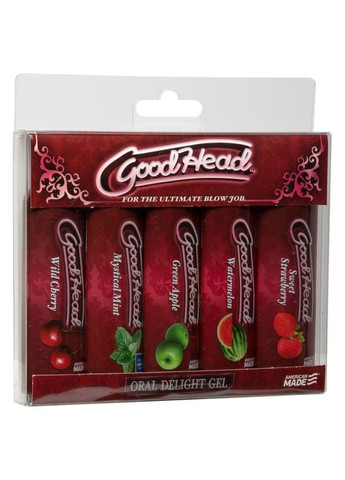 Набор смазок для орального секса GoodHead 5×29мл, клубника, вишня, арбуз, мята, яблоко Doc Johnson (335392283)