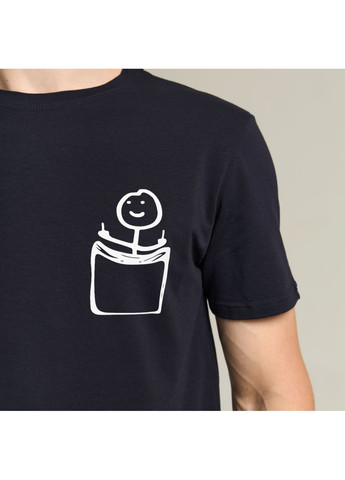 Темно-синяя футболка peremoga - наклейка человек с факами белая темно-синий Pobedov