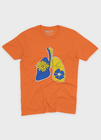 Помаранчева чоловіча футболка з патріотичним принтом легені (ts001-4-ora-005-1-102) Modno