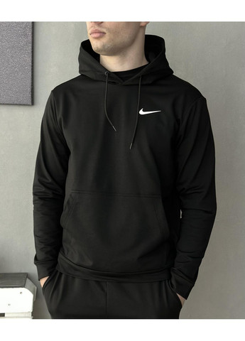 Чоловічий демісезонний спортивний костюм чорний худі + штани (двонитка) No Brand (370022039)