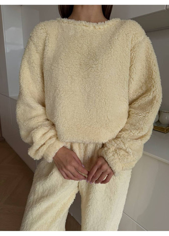 Бежева зимня піжама жіноча кофта + брюки KaraMix