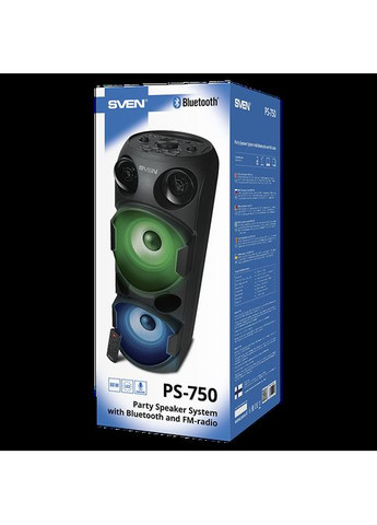 Колонка PS-750 Black (80Вт, TWS, bluetooth, підсвічування, караоке) Sven (333824380)