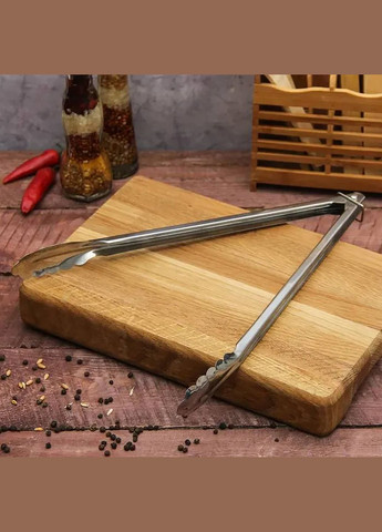 Щипцы кухонные универсальные из нержавеющей стали "Лепесток" для барбекю гриля мяса, рыбы, овощей 27 см Kitchen Master (314459739)