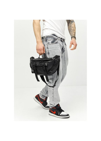 Велика шкіряна чоловіча поясна сумка бананка DynamicDart чорна Sambag (328470348)