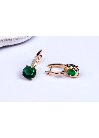 Гарні жіночі сережки зеленим фіанітом Xuping Xuping Jewelry (393799803)