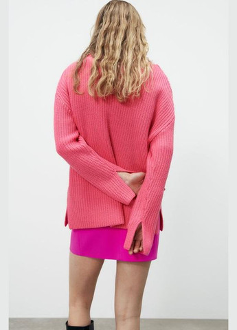 Рожевий зимовий светр вʼязаний оверсайз джемпер Zara