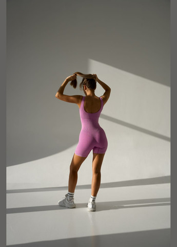 Спортивний жіночий комбінезон X- в рубчик з ефектом компресії (без пушап) зі зйомними чашками Рожевий Sport Комбінезон шортами в рубчик комбінезон-шорти рожевий спортивний, повсякденний, кежуал нейлон, спандекс