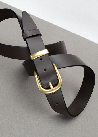 Ремінь шкіряний жіночий подовжений HC-3092 (145 см) коричневий із золотою пряжкою HandyCover (315631585)